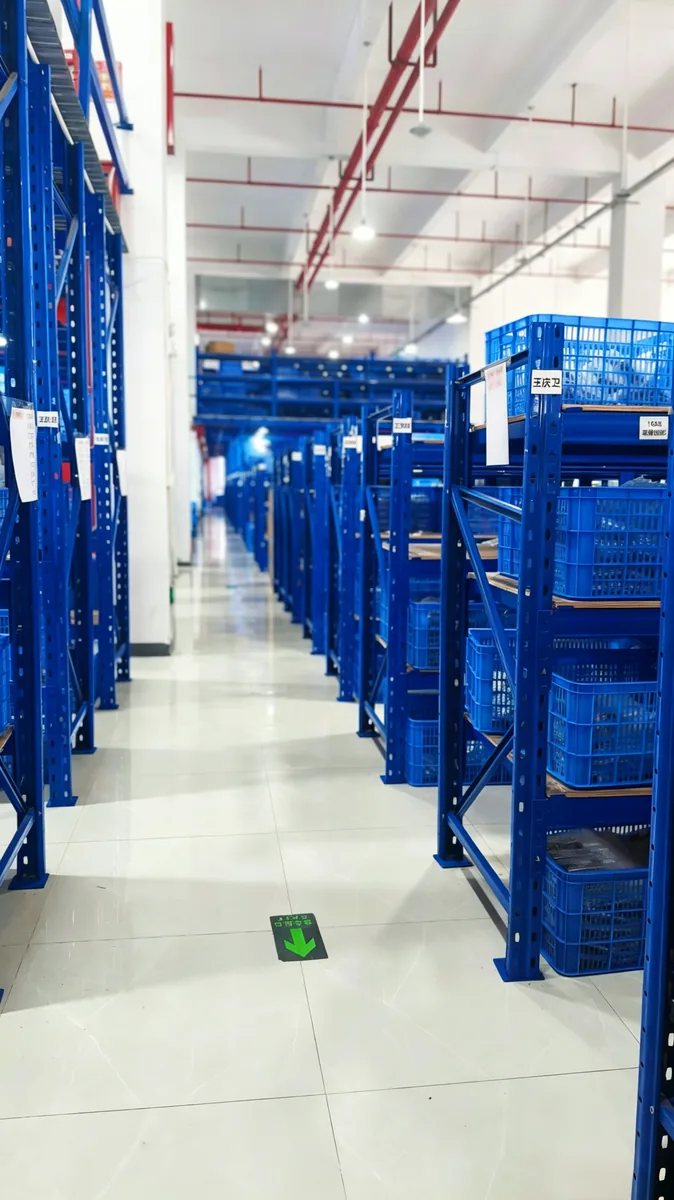 SKMEI factory warehouse with stacked products